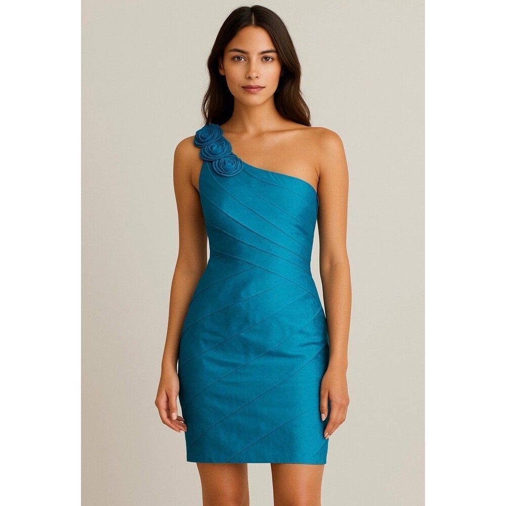 Maggy London One Shoulder Dress Elegant Feminine Chic Alluring Old Money Wedding
